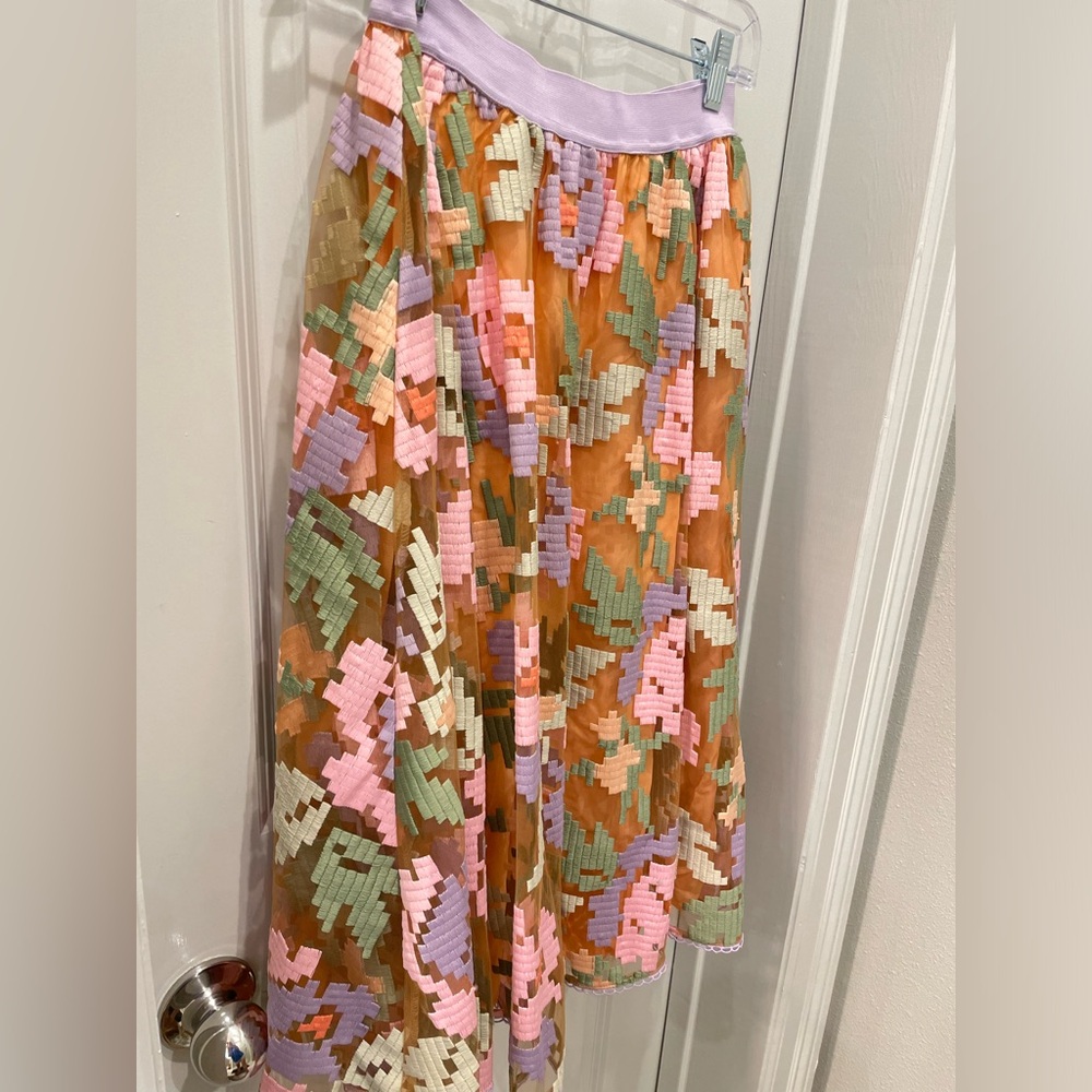 Maeve Vibrant Orange and Lavender Skirt - Picture 3 of 3